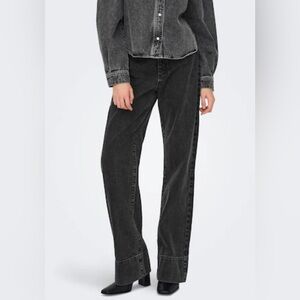 ONLY JEANS Sz 31 x 36 Tall Jeans Wide Leg 5 Pockets Black New with Tags